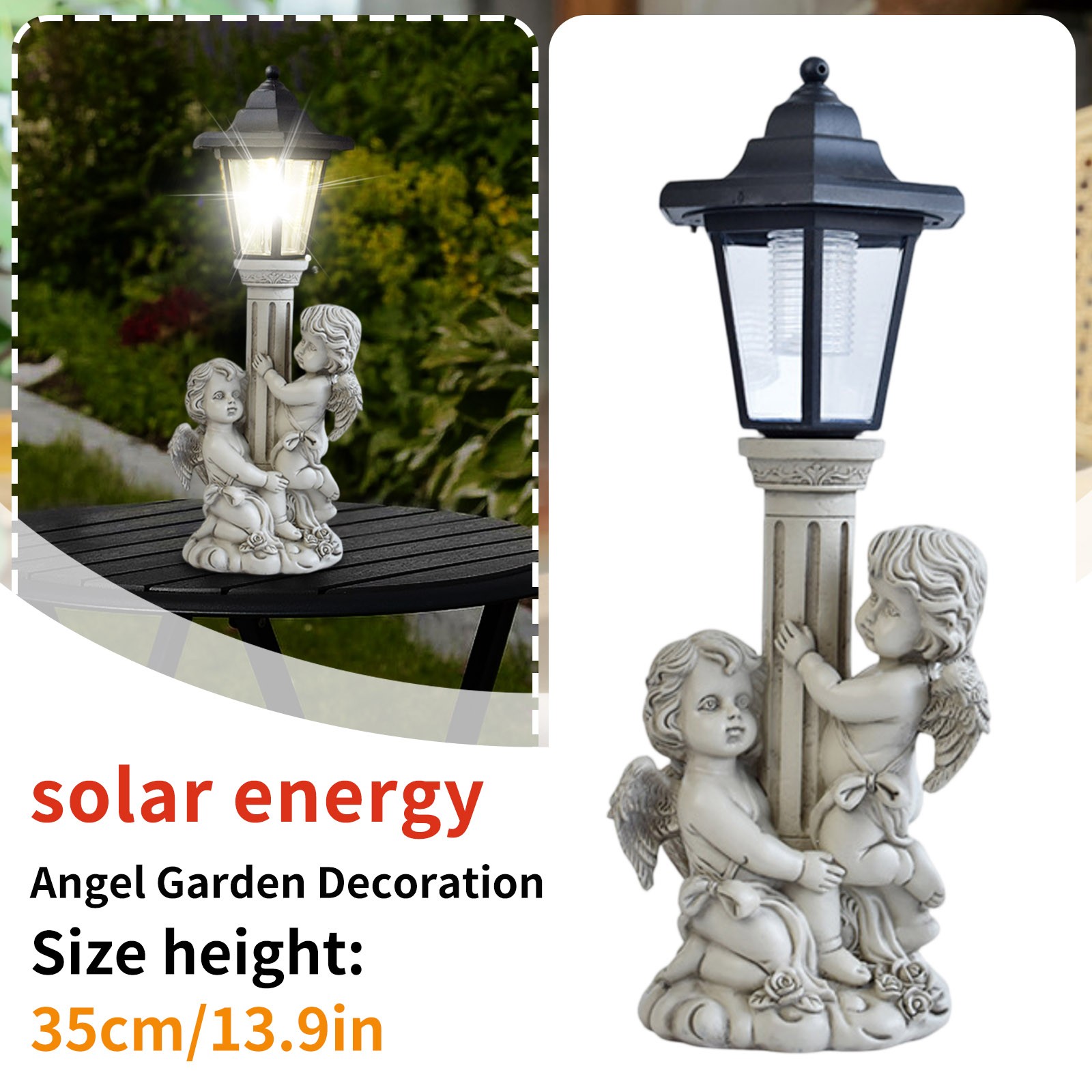 Outdoor Power Post - Garden Angel Statue Solar Post Lamp