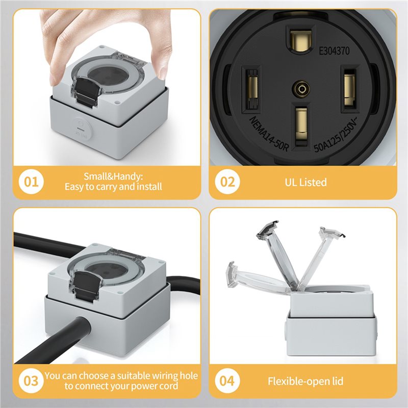 T21C 6X 50Amp Power Outlet Box - Outdoor Power Receptacle Box recension och pris